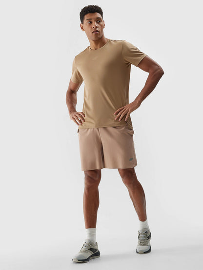 Pantaloni scurți de antrenament pentru bărbați 4F M493 4FWSS24TFSHM493 Beige