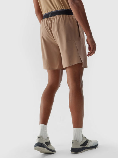 Pantaloni scurți de antrenament pentru bărbați 4F M493 4FWSS24TFSHM493 Beige