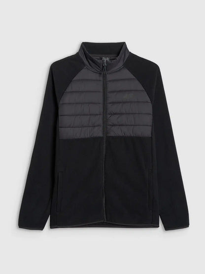 Hanorac din fleece cu fermoar pentru bărbați  4F M415 4FWAW25TFLEM415 deep black