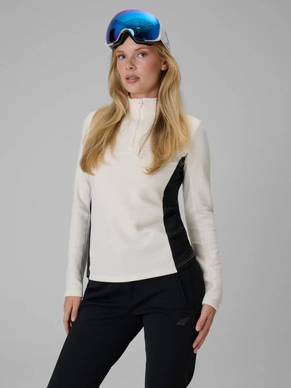 Hanorac microfleece pentru femei 4F F085 4FWAW26UFLEF085 off white 