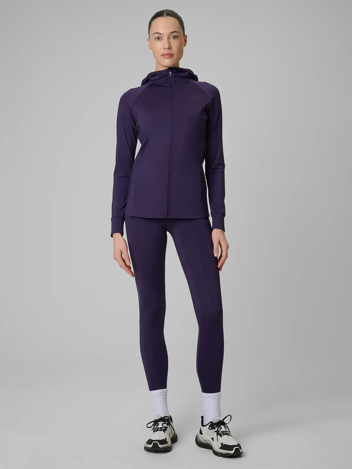 Женский батник на молнии для фитнеса 4F F656 4FWSS26TFSWF656 dark violet