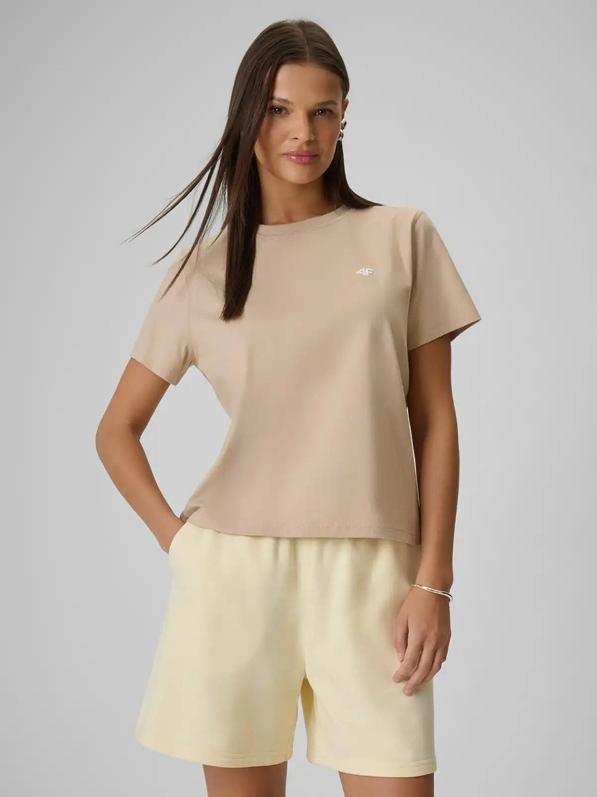 Tricou pentru femei casual 4F F2772 4FWSS26TTSHF2772 beige