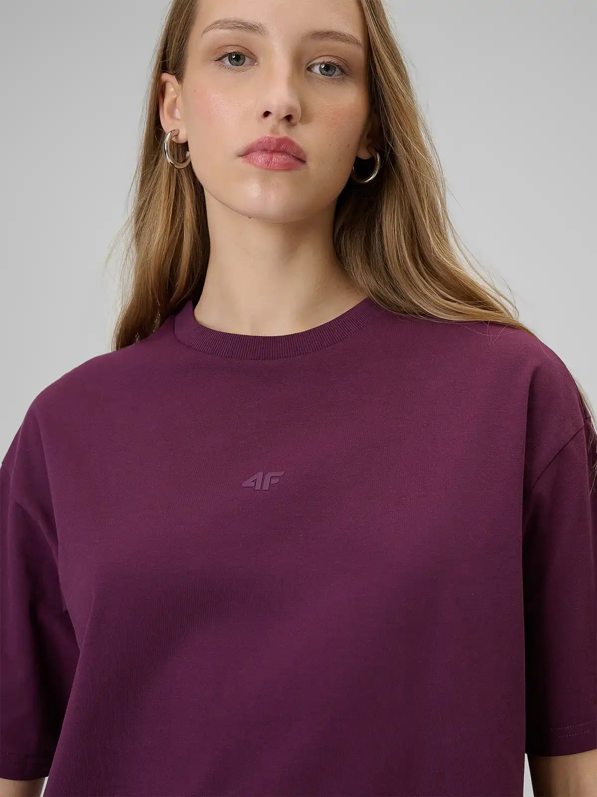 Женская футболка casual  4F F2744 4FWSS26TTSHF2744 burgundy