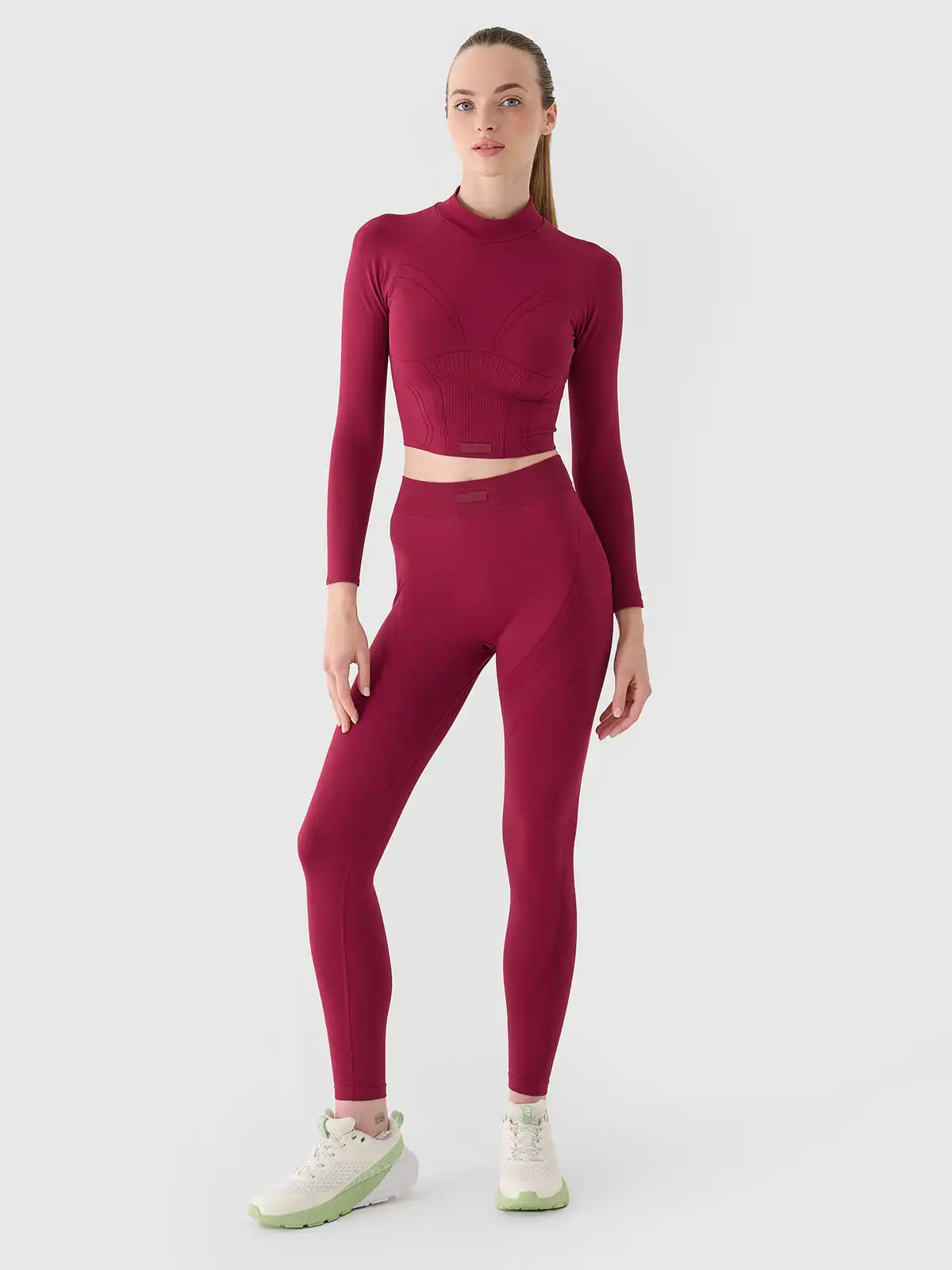 Legginși de antrenament pentru femei  4F F055 4FRAW24TFTIF389  burgundy