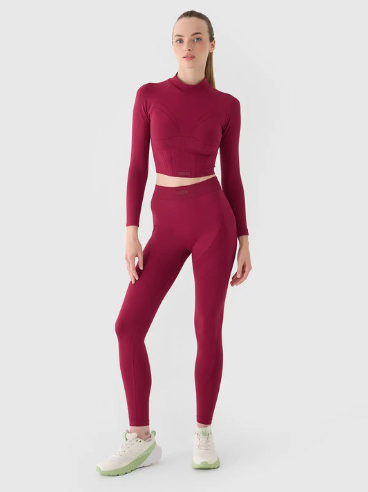 Legginși de antrenament pentru femei  4F F055 4FRAW24TFTIF389  burgundy