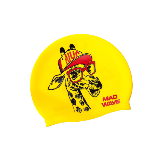 Căciulă pentru înot MadWave M0570 09 0 06W Junior Silicone cap Giraffe, One size, Yellow