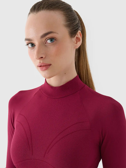 Longsleeve de antrenamente pentru femei 4F F483 4FRAW24TFLOF483 burgundy