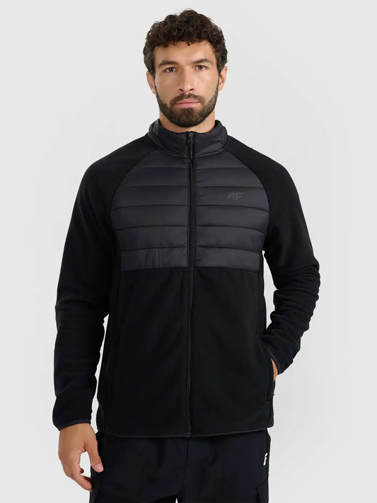 Hanorac din fleece cu fermoar pentru bărbați  4F M415 4FWAW25TFLEM415 deep black