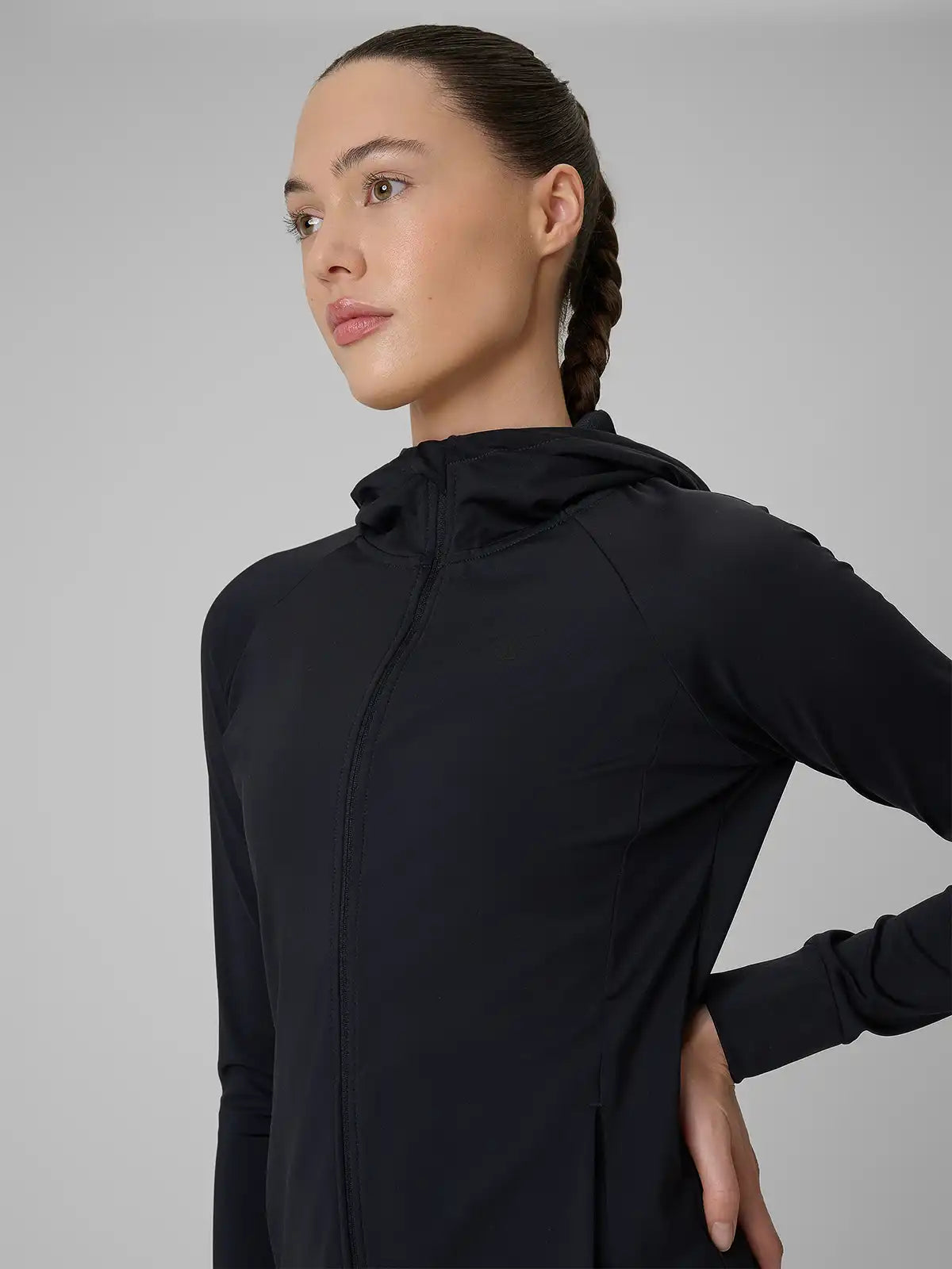 Женский батник на молнии для фитнеса 4F F656 4FWSS26TFSWF656 deep black