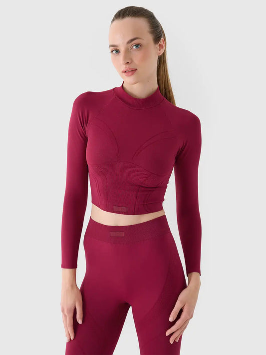 Longsleeve de antrenamente pentru femei 4F F483 4FRAW24TFLOF483 burgundy