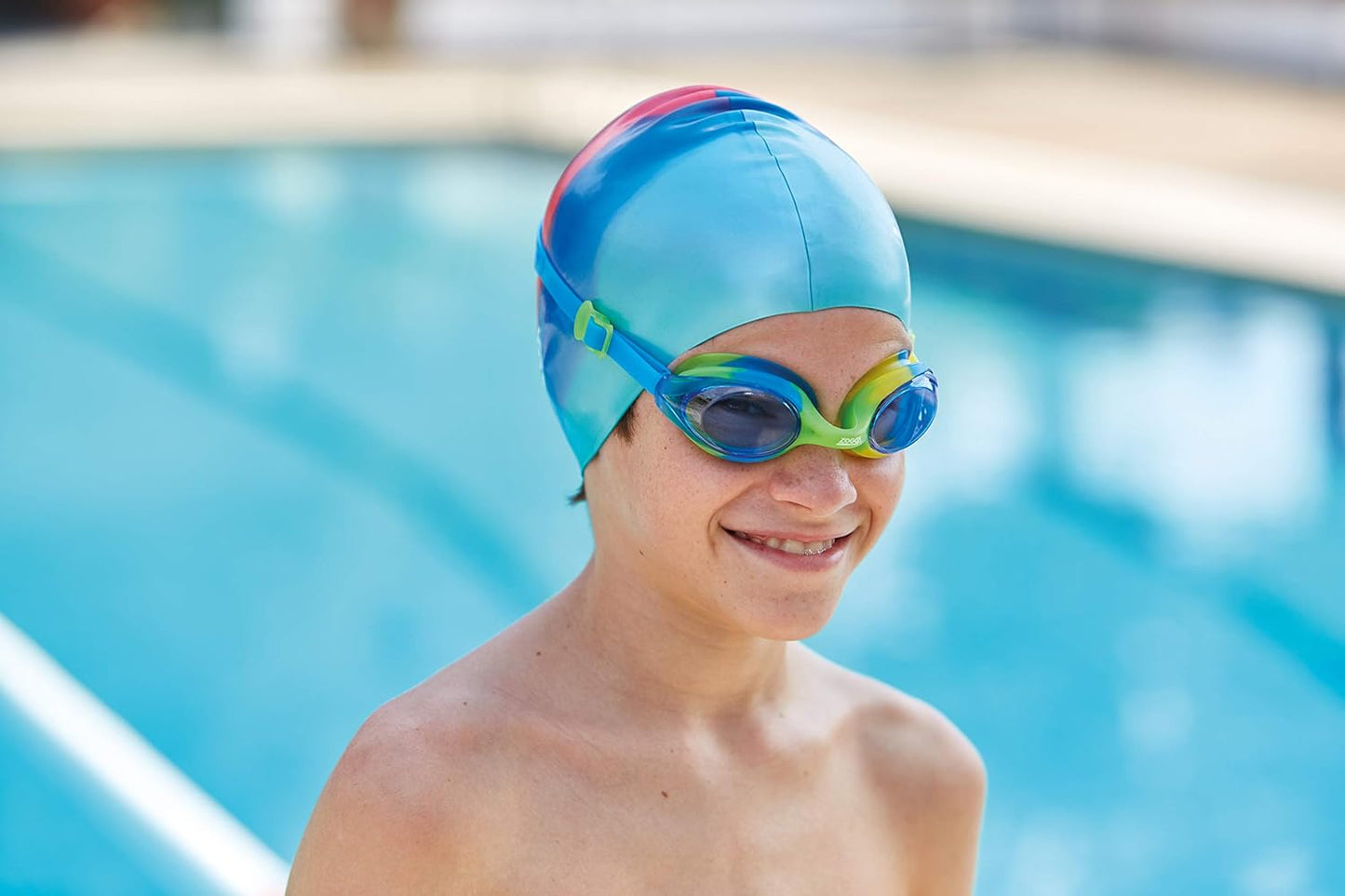 Шапочка для плавания Zoggs jr silicone cap multi colour BLRD 465012