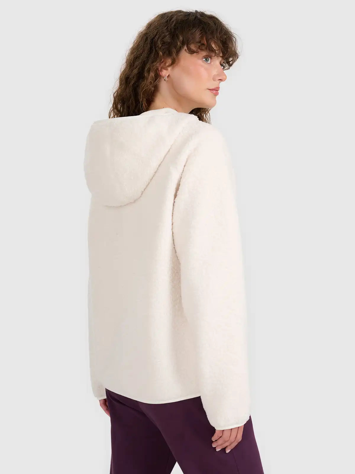 Hanorac din fleece cu fermoar pentru femei 4F F330 4FWAW25TFLEF330 off white