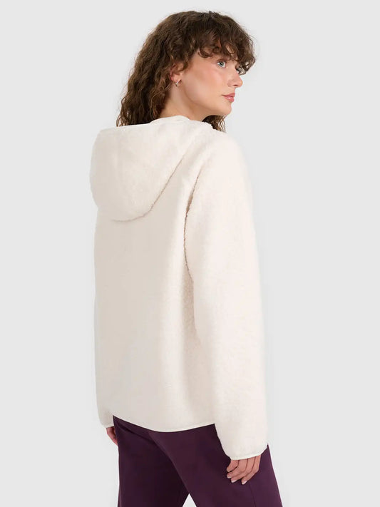 Hanorac din fleece cu fermoar pentru femei 4F F330 4FWAW25TFLEF330 off white