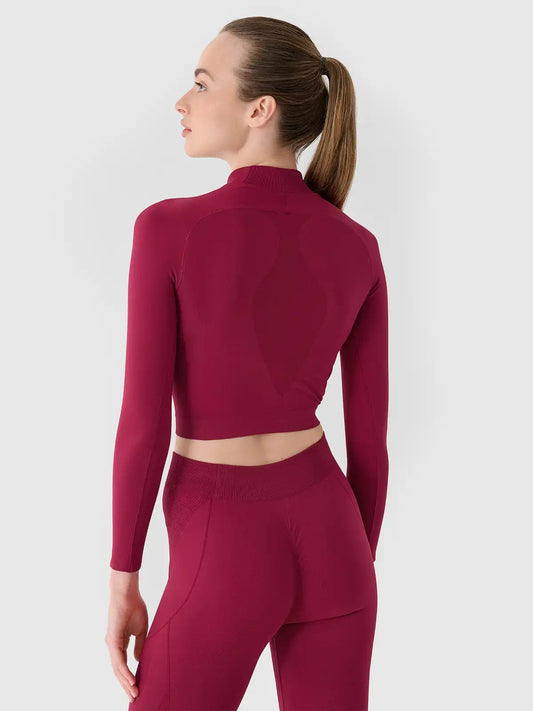 Longsleeve de antrenamente pentru femei 4F F483 4FRAW24TFLOF483 burgundy
