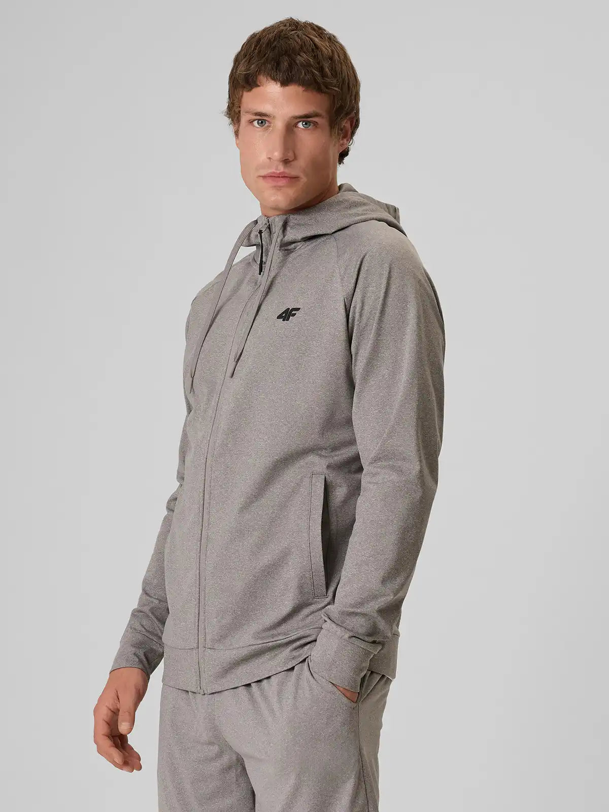 Мужской батник на молнии для фитнеса 4F M0973 4FWAW26TFSWM0973 grey melange