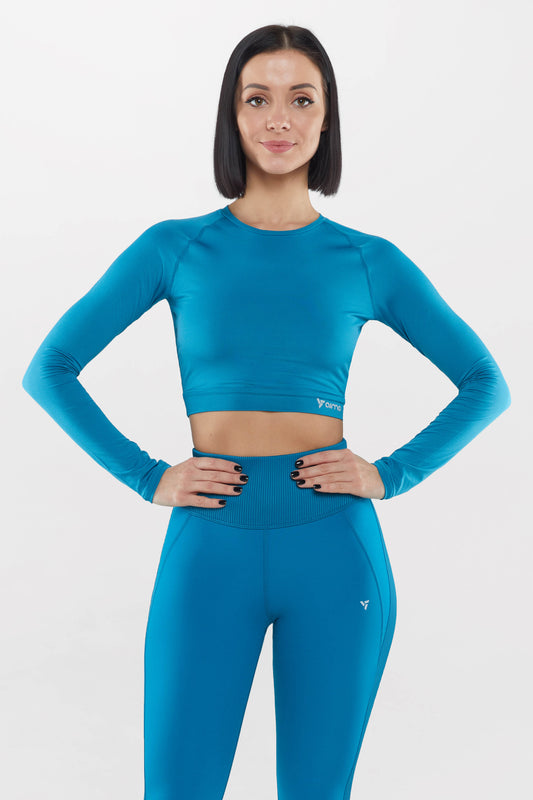 Longsleeve de fitness pentru femei AimoSport  BLF009-2 royal