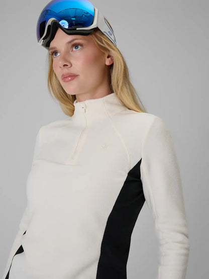 Hanorac microfleece pentru femei 4F F085 4FWAW26UFLEF085 off white 
