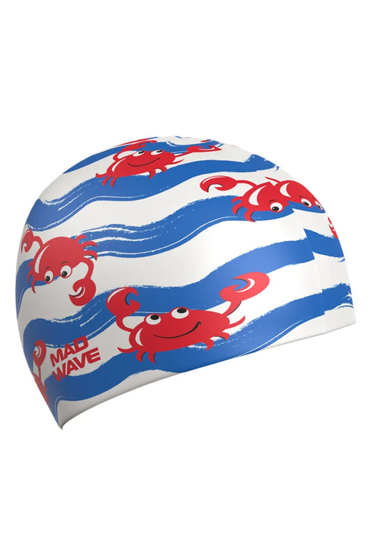 Шапочка для плавания Mad Wave M0574 07 0 00W junior Crabs, white