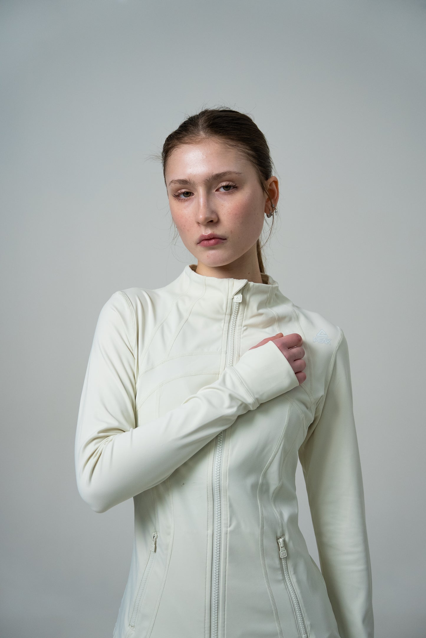Longsleeve de alergare pentru femei Peak FW94276 off-white