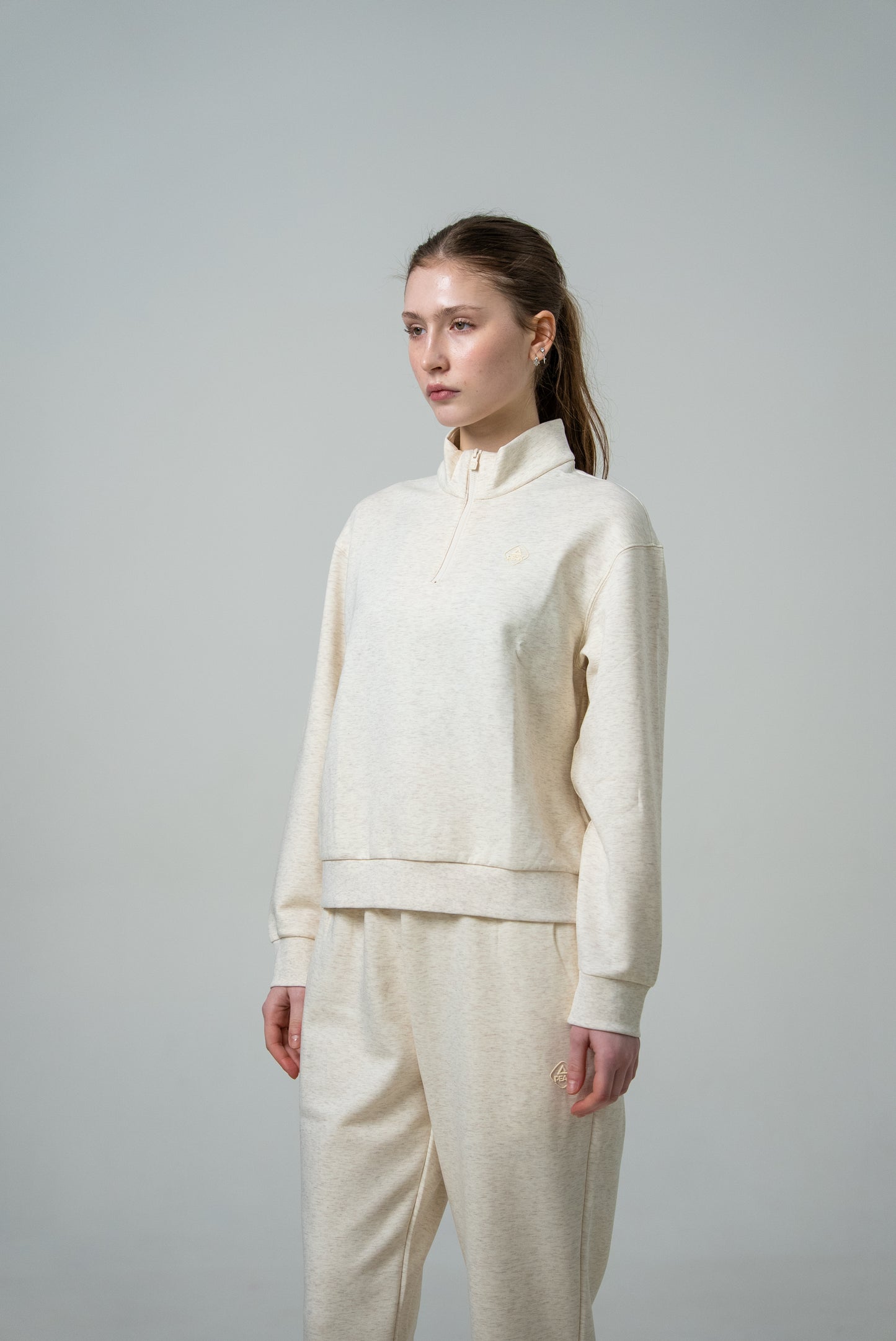 Женский батник на молнии Peak FW6253302 lt.melange khaki