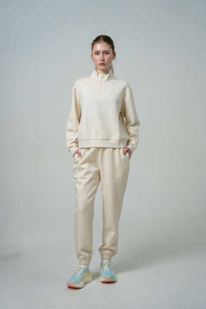 Joggeri pentru femei din fleece FW3253142 lt.melange khaki