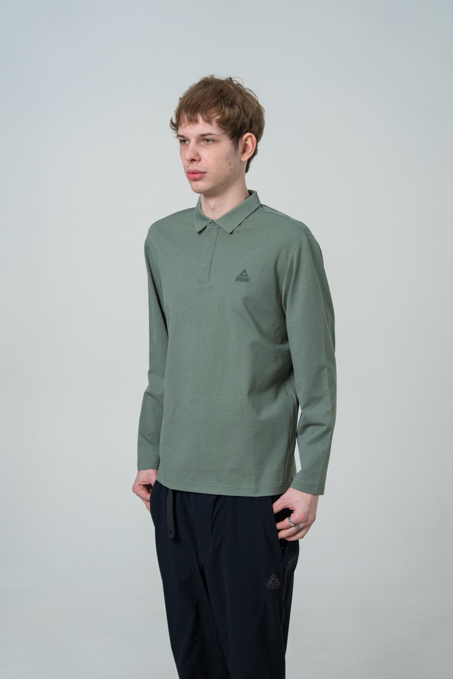 Мужская рубашка-поло с длинным рукавом Peak FW6253241 army green