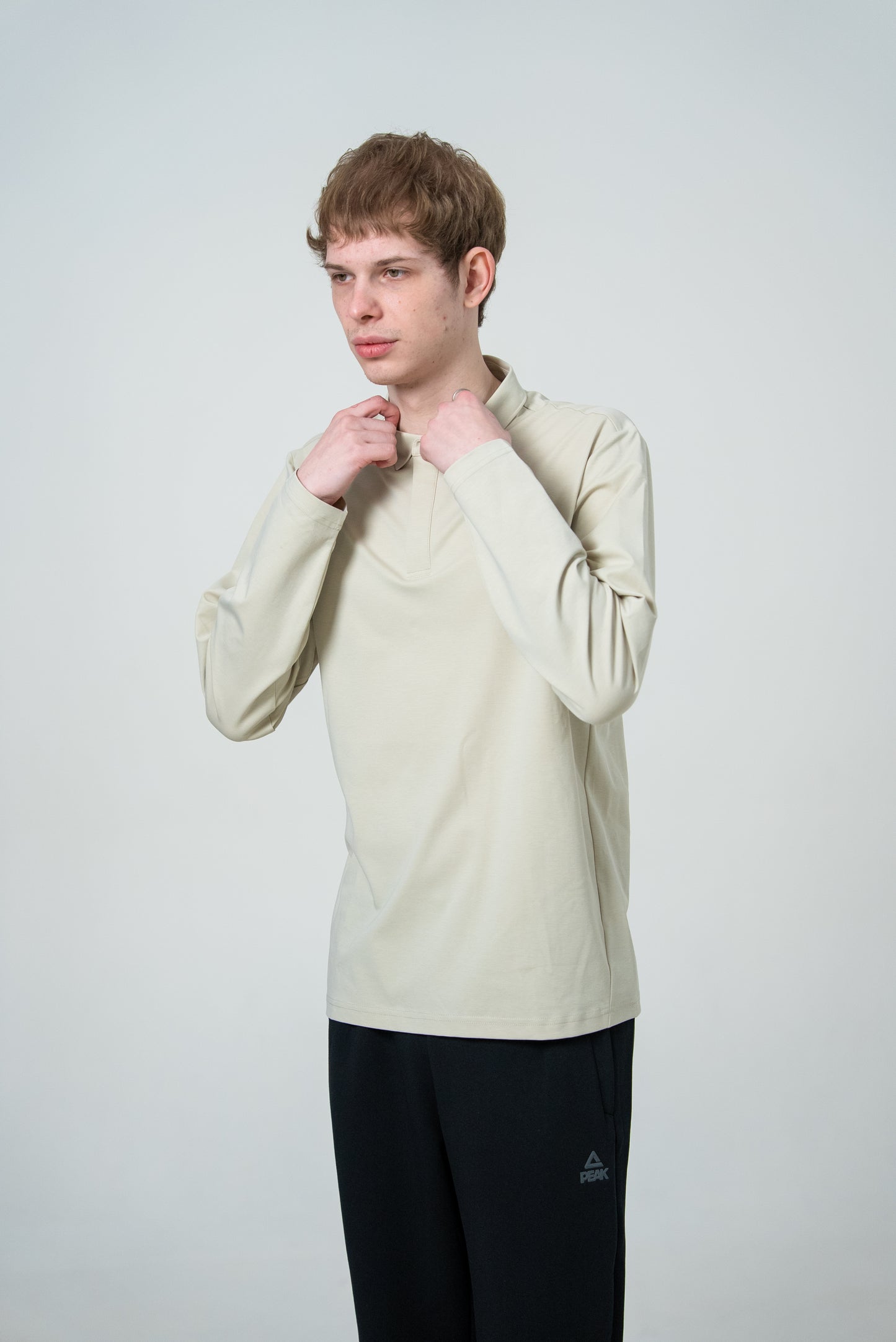 Мужская рубашка-поло с длинным рукавом Peak FW6253241 grey