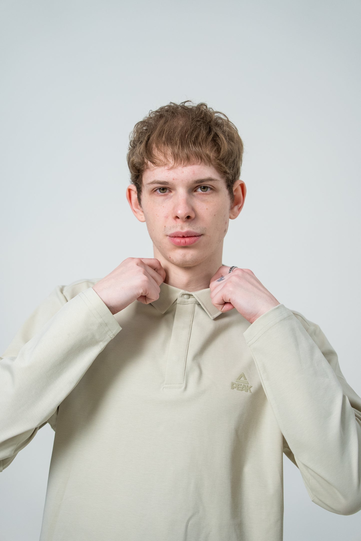 Мужская рубашка-поло с длинным рукавом Peak FW6253241 grey