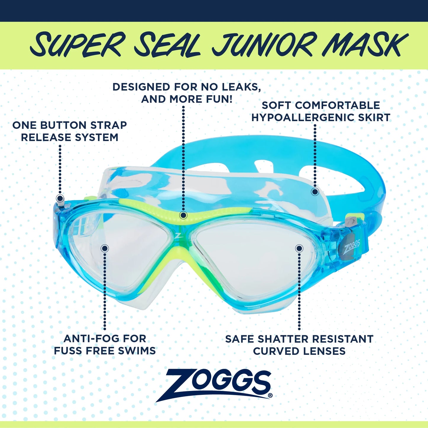 Детская маска для плавания Zoggs Super Seal Junior Mask LBYLCLR 461346