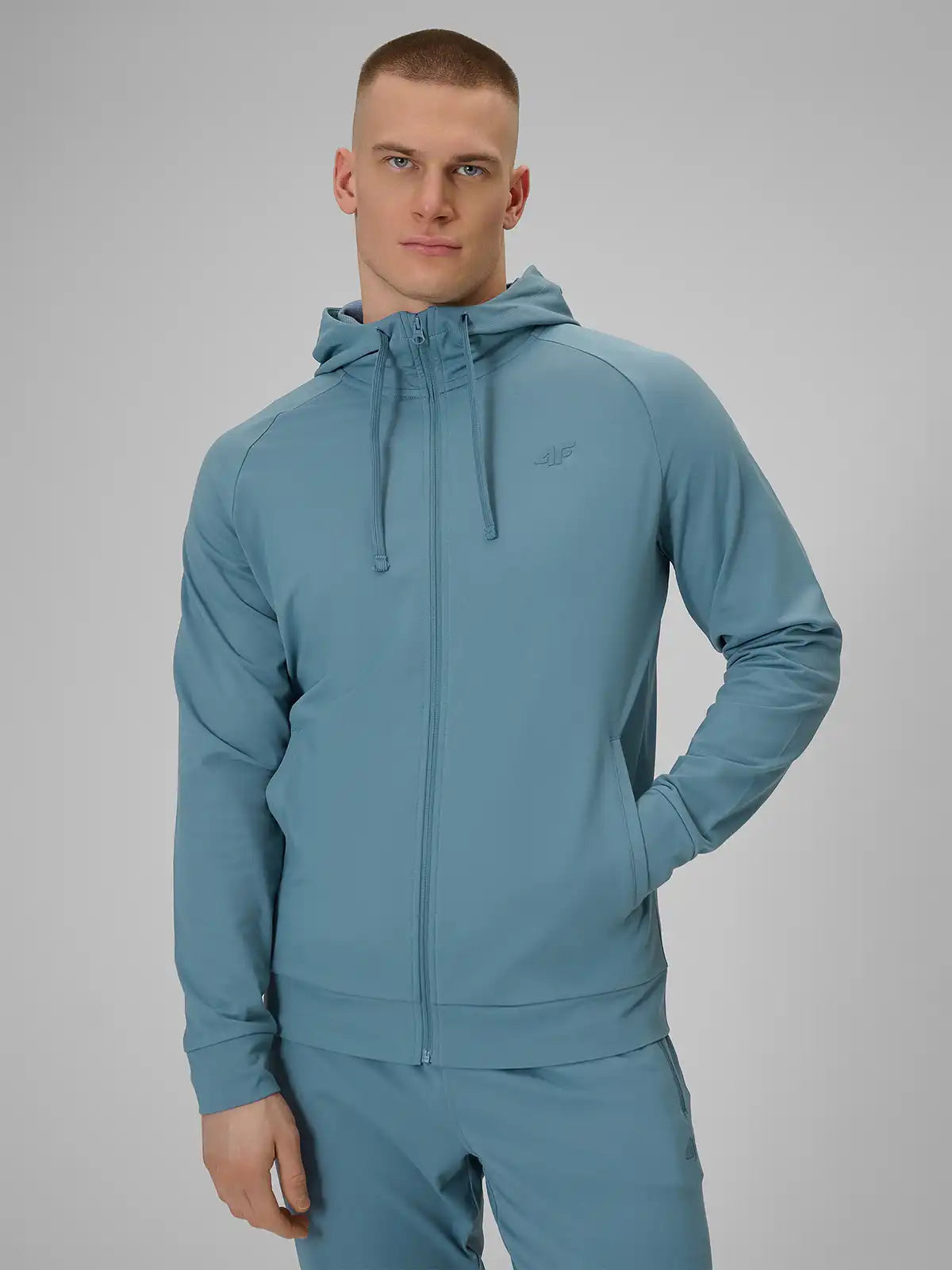 Hanorac cu fermoar pentru bărbați 4F M631 4FWSS26TFSWM631 denim melange