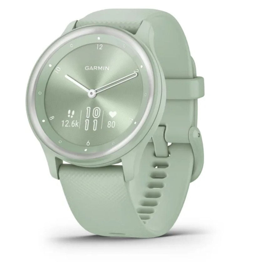 Ceas inteligent 010-02566-03 - Garmin Vivomove Sport, Cool Mint Case and Silicone Band with Silver Accents