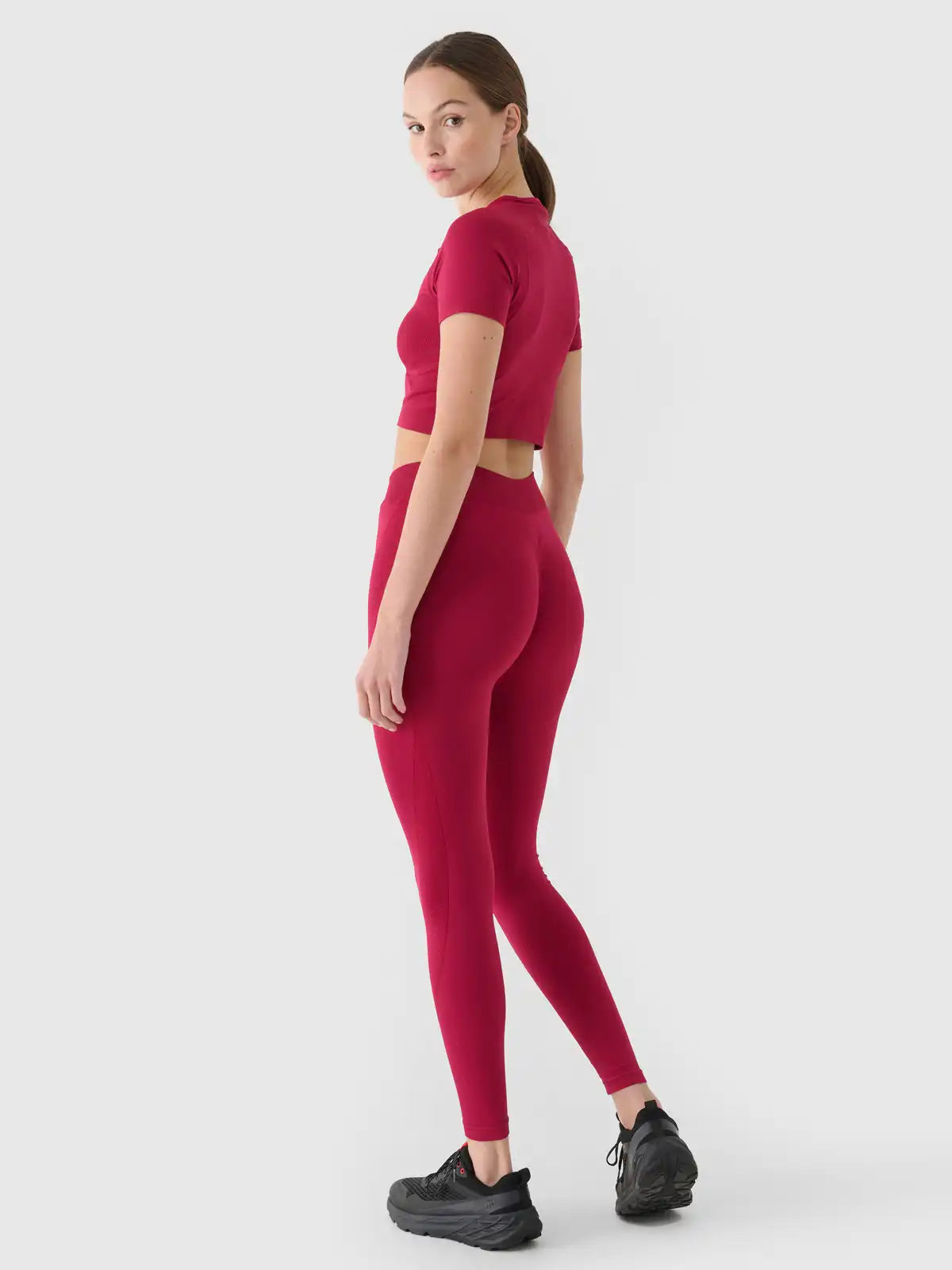 Legginși de antrenament pentru femei  4F F055 4FRAW24TFTIF389  burgundy