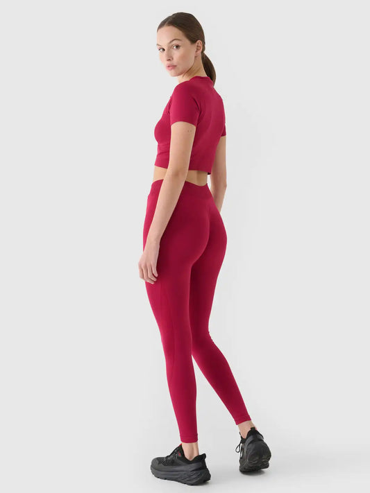 Legginși de antrenament pentru femei  4F F055 4FRAW24TFTIF389  burgundy