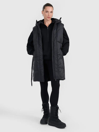 Vestă lungă din puf pentru femei 4F F221 4FWAW25TVJAF221 deep black