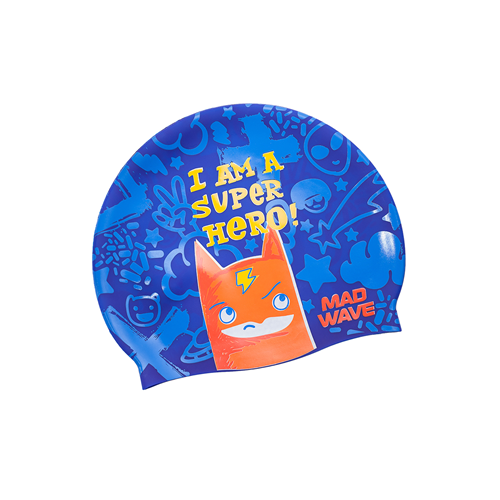 Шапочка для плавания m0570 03 0 03w junior silicone cap super hero, blue