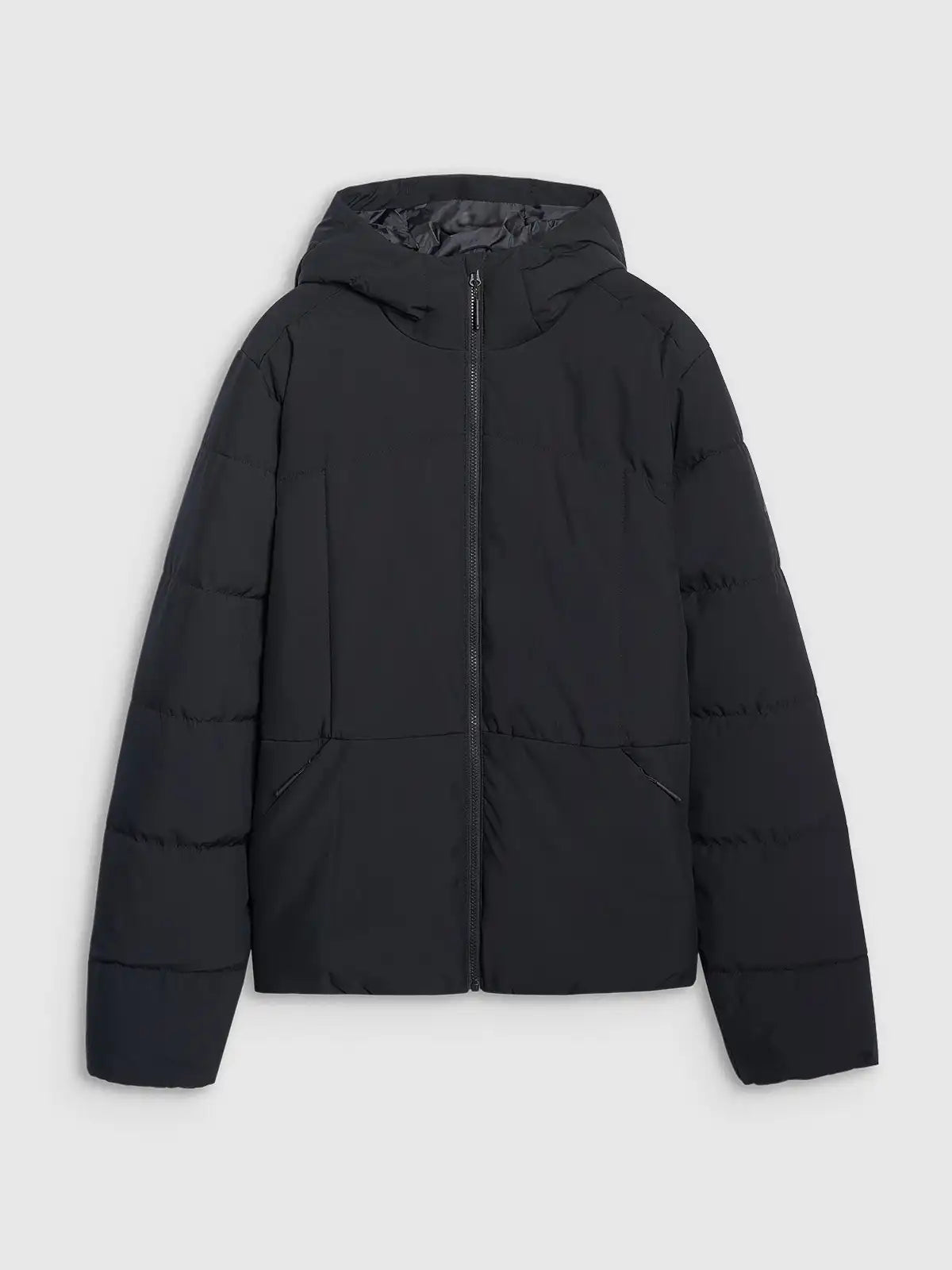 Jacheta de puf pentru bărbați cu glugă 4F M0710 4FWAW25TDJAM0710 deep black