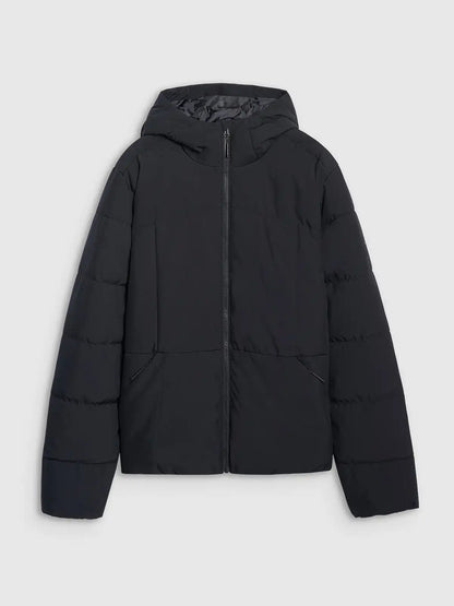 Jacheta de puf pentru bărbați cu glugă 4F M0710 4FWAW25TDJAM0710 deep black