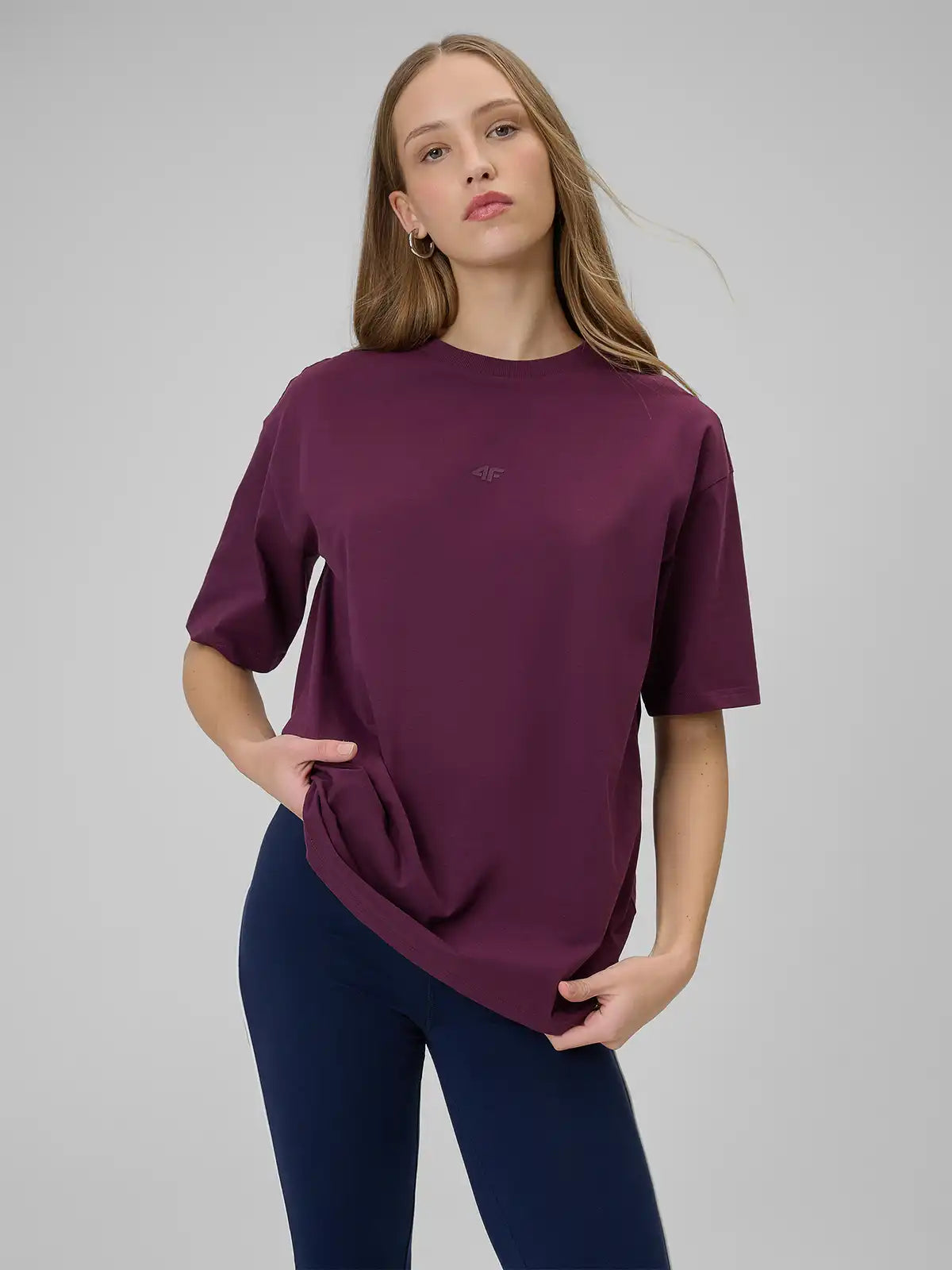 Женская футболка casual  4F F2744 4FWSS26TTSHF2744 burgundy
