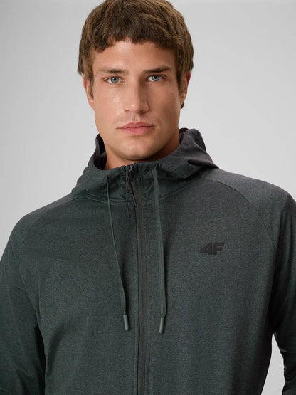 Мужской батник на молнии для фитнеса 4F M0973 4FWAW26TFSWM0973 anthracite melange