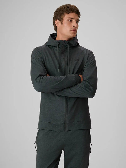 Мужской батник на молнии для фитнеса 4F M0973 4FWAW26TFSWM0973 anthracite melange