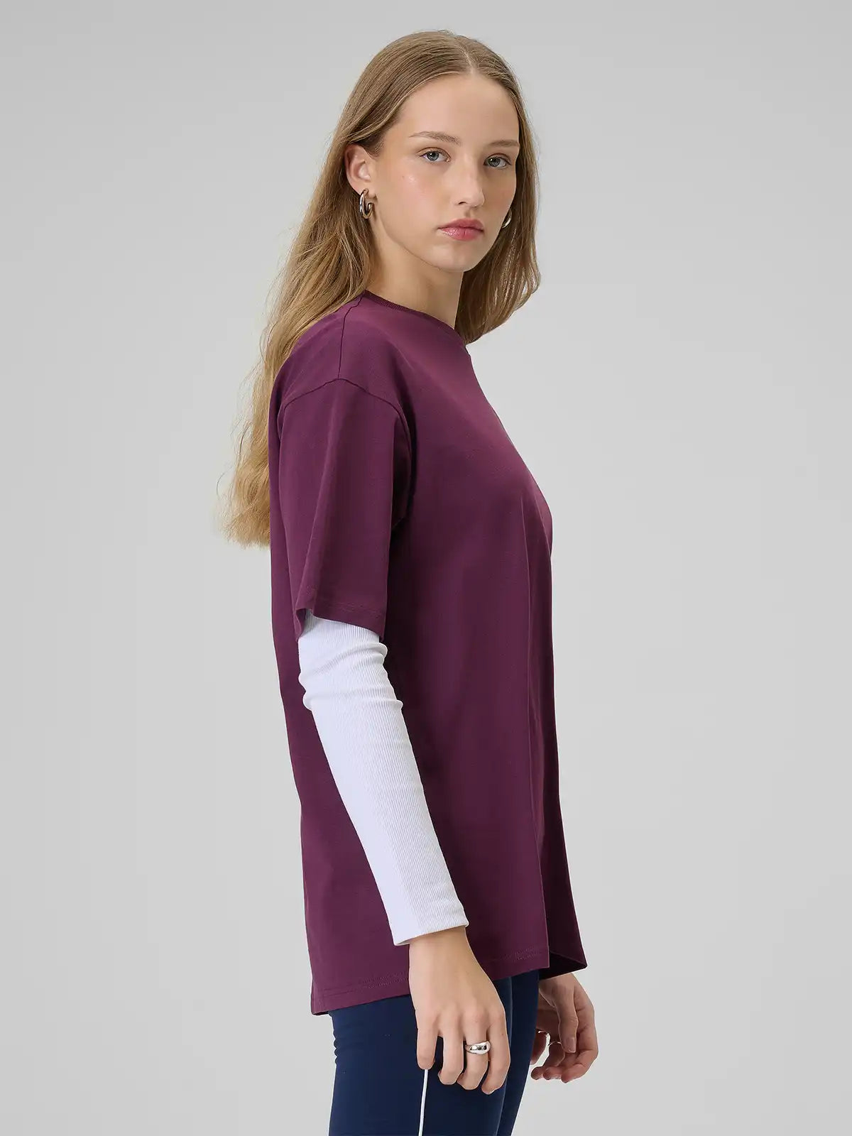 Женская футболка casual  4F F2744 4FWSS26TTSHF2744 burgundy