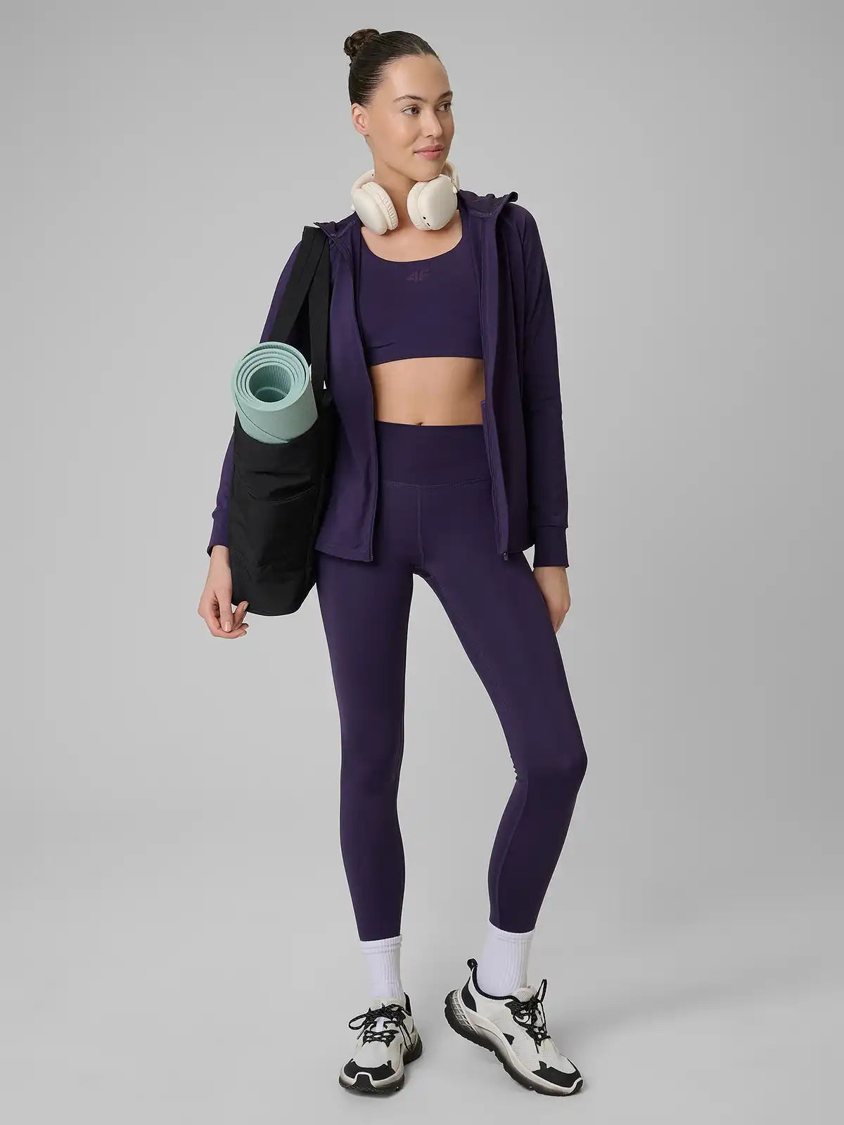 Женский батник на молнии для фитнеса 4F F656 4FWSS26TFSWF656 dark violet
