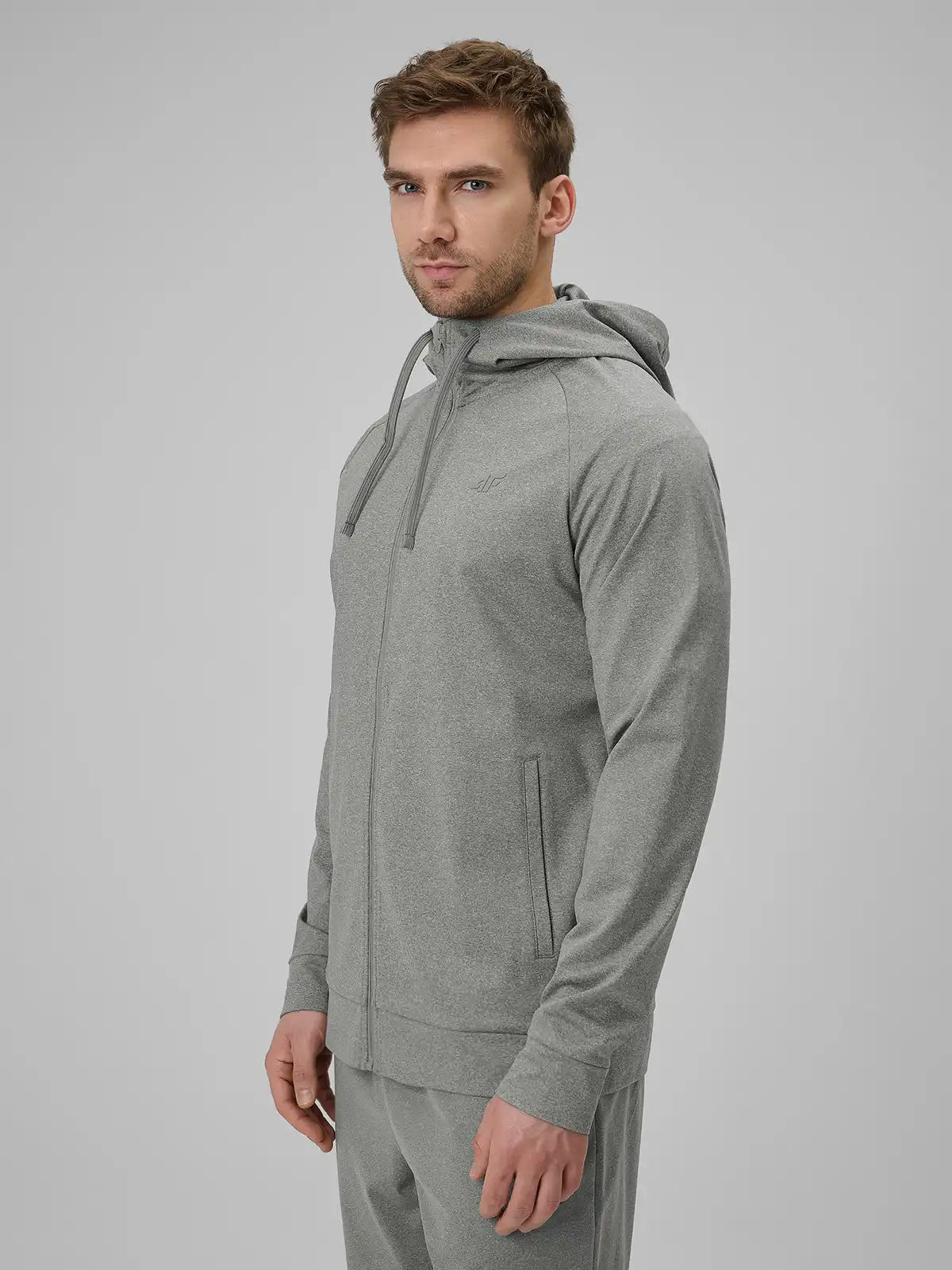 Мужской батник на молнии для фитнеса 4F M631 4FWSS26TFSWM631 grey melange