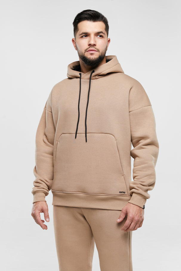 Мужской батник AimoSport bumbac/fleece HB011 beige