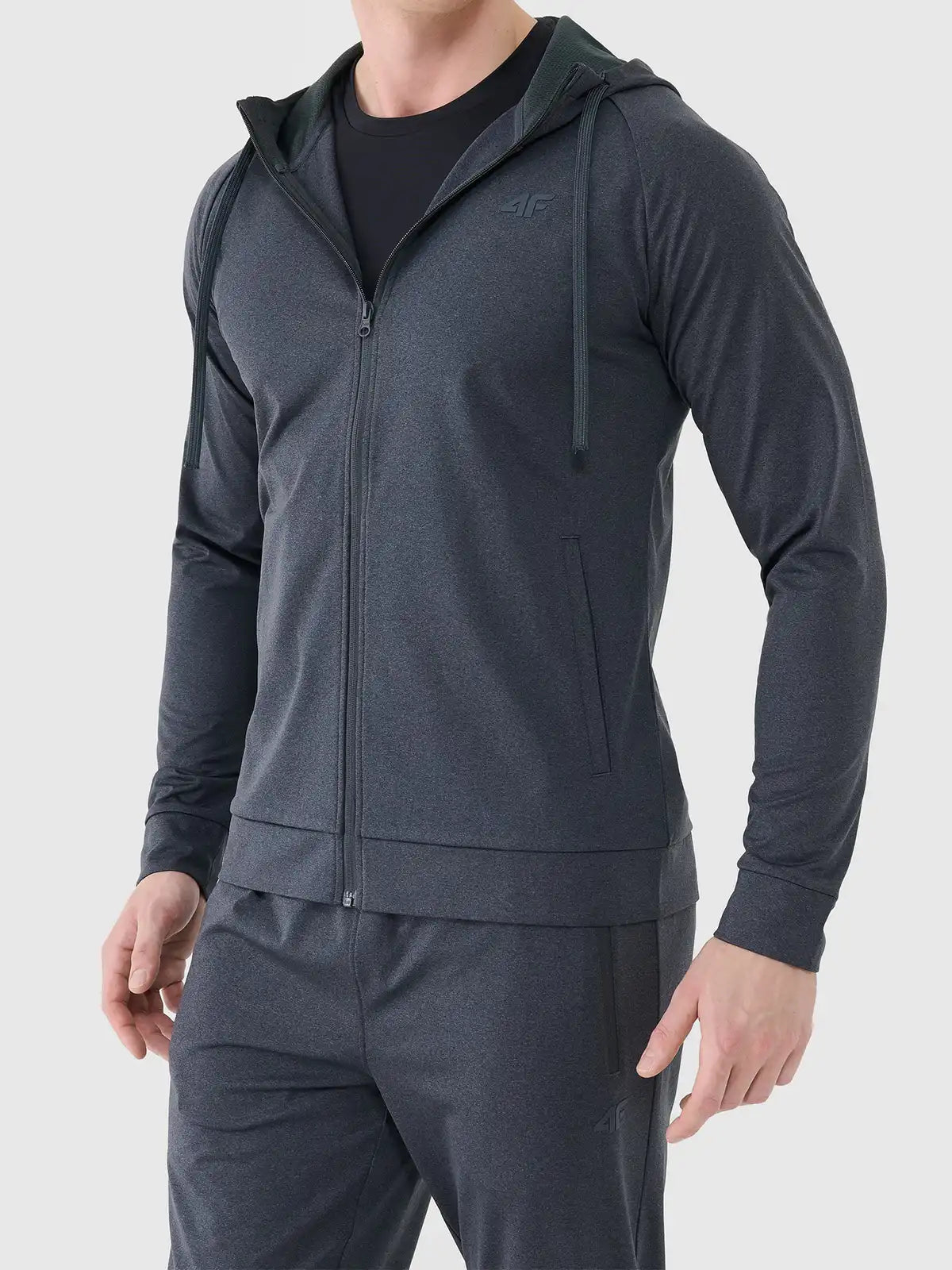 Мужской батник на молнии для фитнеса 4F M631 4FWSS26TFSWM631 anthracite melange