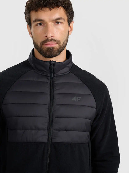 Hanorac din fleece cu fermoar pentru bărbați  4F M415 4FWAW25TFLEM415 deep black
