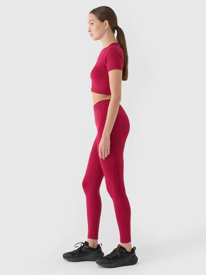 Legginși de antrenament pentru femei  4F F055 4FRAW24TFTIF389  burgundy