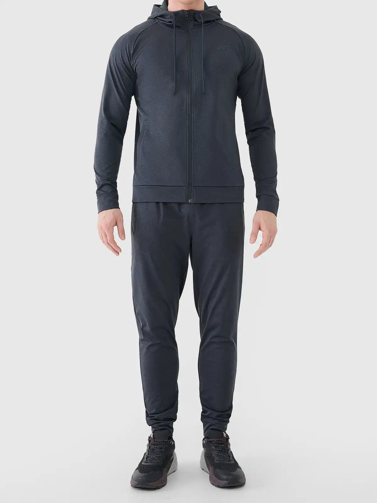 Мужской батник на молнии для фитнеса 4F M631 4FWSS26TFSWM631 anthracite melange