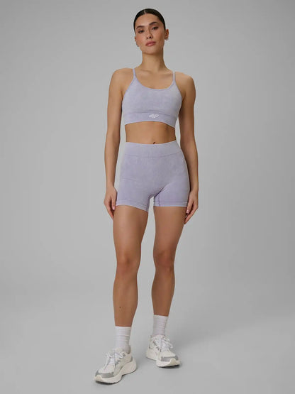Legginși scurți de fitness pentru femei 4F F072  4FWSS26TFSTF072 violet