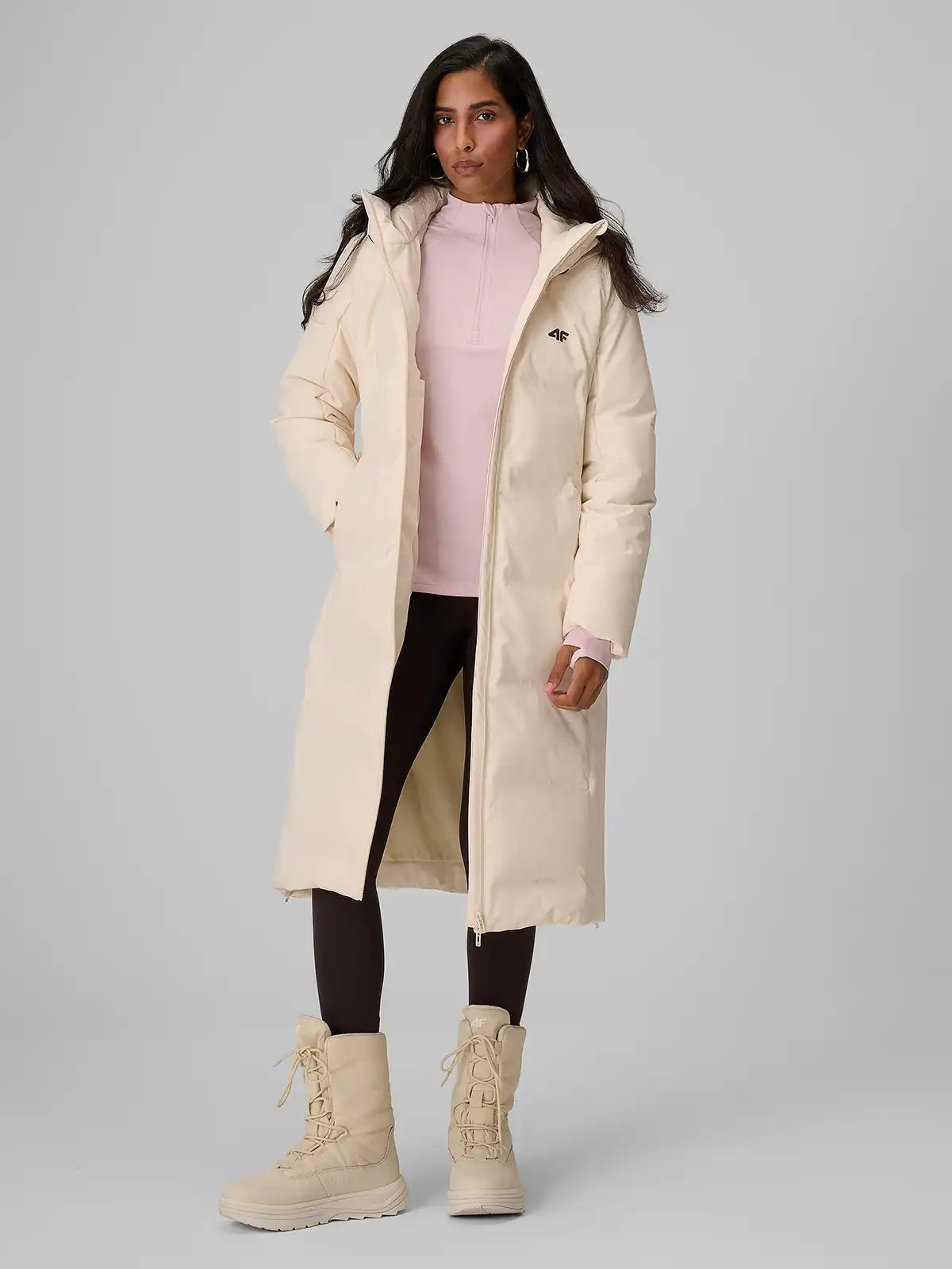 Женский длинный пуховик 4F F0930 4FWAW26TDJAF0930 beige
